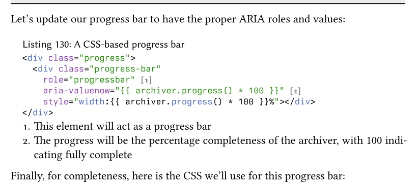 A code block with callouts in the new book